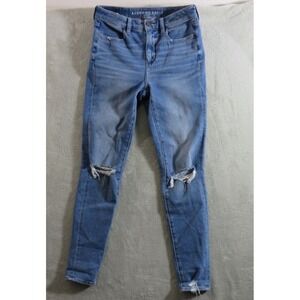 American Eagle High Rise Skinny The Dream Jeans Distressed Ripped Denim Sz 6